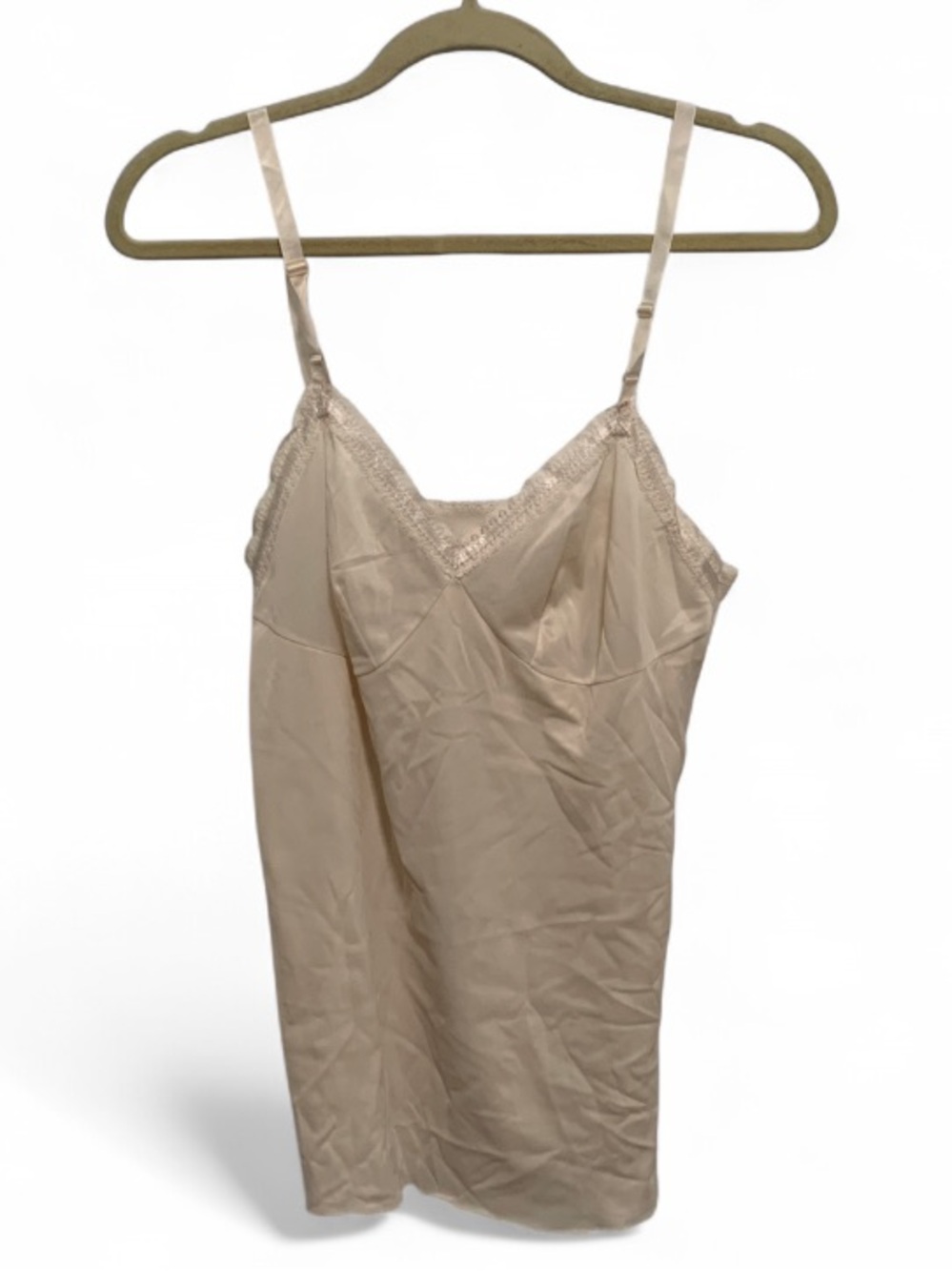 Vintage Lorraine Lace Trim Cream Slip Tank Top